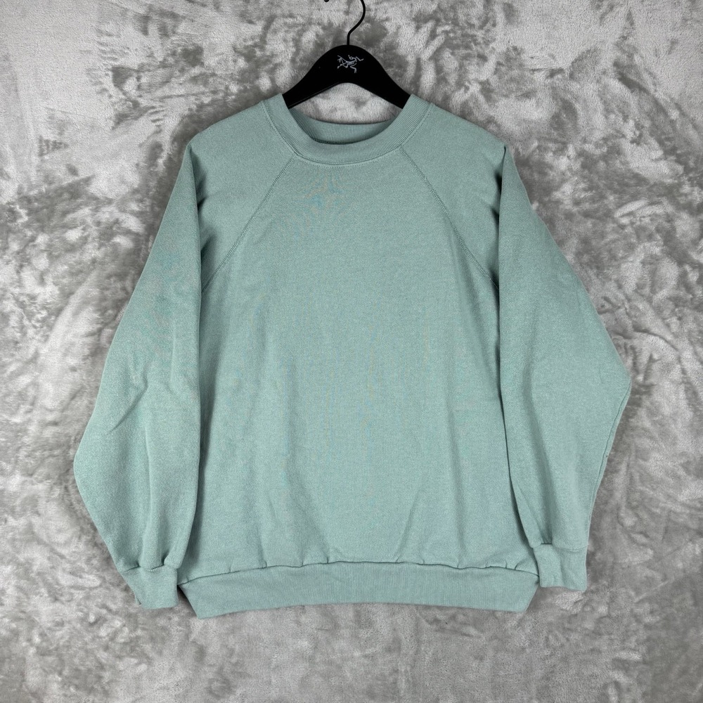 Vintage Sweatshirt Blank Crewneck Mens Large 70s 80s Raglan Lightweight‎ USA